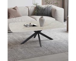 Salontafel 'Apollo' 130 cm Deens Ovaal Glanzend Steen Shakespeare Beige - marmerlook