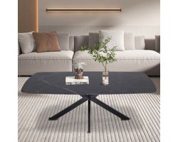 Salontafel 'Apollo' 130 cm Deens Ovaal Steen Zwart mat