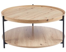 Salontafel Aukje Eiken - MDF - Rond - 80x80 - Hoogte 40 cm
