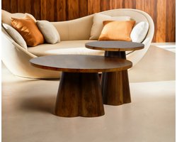 Salontafel Balou rond set van 2 mangohout - Walnoot