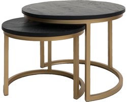 Salontafel Bart - Set van 2 - Zwart blad - Goud onderstel