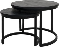 Salontafel Bart - Set van 2 - Zwart blad - Zwart onderstel