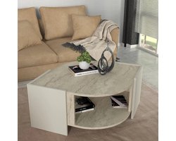 Salontafel beige granietlook – modern design met opbergruimte 75x75 cm