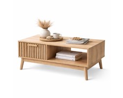 Salontafel Bergen Oak - Eikenlook Koffietafel met Kastdeur en Open Vak - L100 × D50 × H43 cm