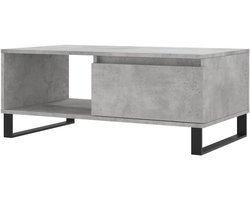 Salontafel Betonlook - Koffietafel Lade - Woonkamer Opbergen - Vochtbestendig Hout - 90x50x36.5cm - Grijs