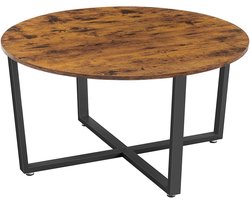 Salontafel Bijzettafel 88 x 88 x 47 cm Bruin Zwart Metaal Voor Woonkamer Slaapkamer Met Stevig Duurzaam Frame Modern Stijlvol Design Eenvoudig Te Monteren