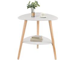 Salontafel - Bijzettafel - Bank Tafeltje - Koffietafel - Ronde Tafel - Hout - Wit