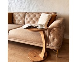 Salontafel - Bijzettafel - C-vormige salontafel met wielen - Bijzettafel met wielen