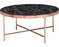Salontafel - Bijzettafel - Design - Rond - Marmer - Koper - Ø 83 cm