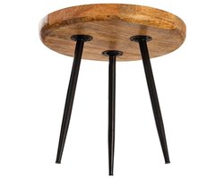 Salontafel Bijzettafel rond Vancouver mangohout metalen conische poten Diameter 50cm Hoogte 48cm
