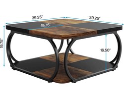 Salontafel - Bijzettafel - Salontafel 2 Lagen - Vierkant - Woonkamer - 100 × 100 × 50 cm (L × B × H)