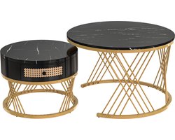 Salontafel bijzettafel sofatafel woonkamer tafel 2 in 1 ronde eetkamertafel MDF