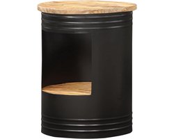 Salontafel - Bijzettafel Woonkamer - Decoreren Woonkamer - Massief Mango Hout - 43 x 55 cm - Licht Hout Zwart