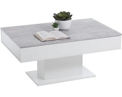 Salontafel - Bijzettafel - Woonkamer Inrichten - Krasbestendige Coating - 100 x 65 cm - Wit Betonlook