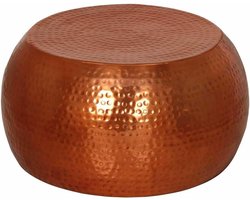 Salontafel - Bijzettafel Woonkamer - Interieur Verfraaien - Gehamerde Structuur - Ø 55x28 cm - Messing