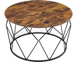 Salontafel, Bijzettafel, Woonkamertafel, Banktafel, Stalen Frame, Voor Woonkamer, Slaapkamer, Werkkamer, Ä°ndustrieel Design, Vintage Bruin-Zwart