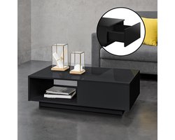 Salontafel Biskra met plank en lade 95x55x31 cm zwart