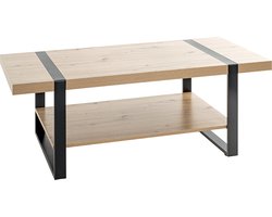 Salontafel| Blank Eiken decor | Zwart Staal | Industrieel | 120x45x60cm