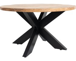 Salontafel Bob - Mangohout - Rond - Industrieel - Zwarte spinpoot