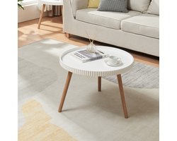 Salontafel Bongard rond Ø60x45 cm wit en naturel [en.casa]