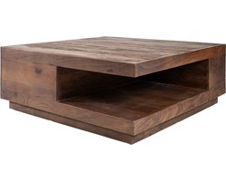 Salontafel Bram - Espresso Mangohout - 80 x 80 cm - Vierkant - met opbergruimte