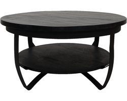 Salontafel Cilamon - 90 cm - Zwart blad - Zwart onderstel