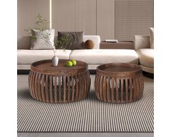 Salontafel 'Corry' 2-delige set Mango Hout Lichtbruin