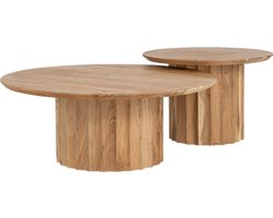 Salontafel Crotone set van 2 Acacia 90ø / 60ø cm