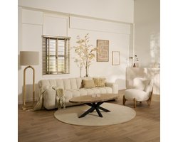 Salontafel Culemborg - Mango Houtlook - Bruin - 135x42x67 cm (BxHxD) - Ovale Tafel - Zwarte Spinpoot
