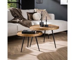 Salontafel Derrick, Metaal, Set van 2 - Antiek Brons - Rond