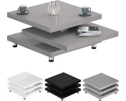 Salontafel - Draaibare tafel - Woonkamer inrichten - 360 graden draaibaar - 72x72cm - Grijs