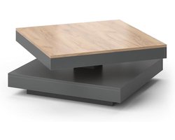 Salontafel - Draaibare tafel - Woonkamer inrichten - 360 graden draaiplateau - 70 x 34 cm - Antraciet eiken
