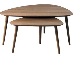 Salontafel Driehoekig Donkerbruin - Eikenhout - Set van 2 - House Nordic