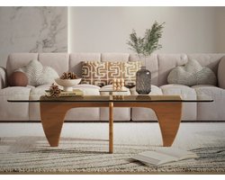 Salontafel - Eiken Hout - Glas - Design Tafel - Coffee table - Koffietafel