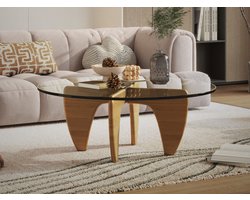 Salontafel - Eiken Hout - Glas - Tafel - Coffee table - Koffietafel