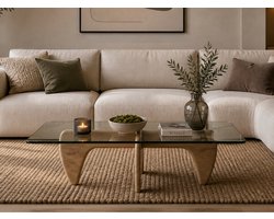 Salontafel Eiken Hout – Rechthoek Glas – Coffee Table - Tafel