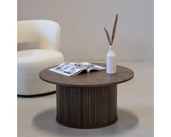 Salontafel Eikenhout Donkerbruin - 90x90x45 cm - Tafel Nola - Giga Living