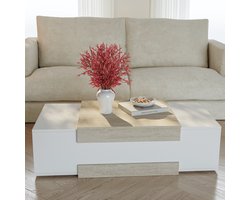 Salontafel Eljak 110x57x31 cm wit en travertin [en.casa]