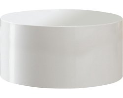 Salontafel Elvina Hoogglans Wit - MDF - Rond - 60x60cm - Hoogte 30 cm