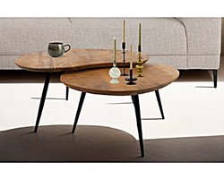 Salontafel Erfurt organisch set van 2 mangohout - Naturel