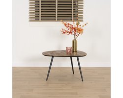 Salontafel Faro - Gerecycled Teakhout / Metaal - Bruin / Metaal - 69x40x69 cm (BxHxD) - Organische vorm