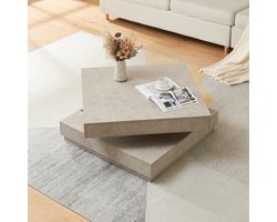 Salontafel Florenz met draaibaar blad betonkleurig licht 76x76x38 cm [en.casa]
