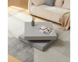 Salontafel Florenz met draaibaar blad lichtgrijs 76x76x38 cm [en.casa]