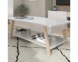 Salontafel Ginger-1 legplank-130cm-wit/eik