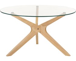 Salontafel glas/lichthout VALLEY