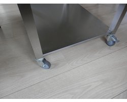 Salontafel Hastings, Salontafel RVS, Tafel op wielen, Salontafel industrieel, RVS tafel design, Salontafel