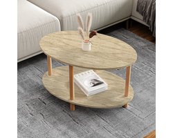 Salontafel Højreby ovaal travertijn en naturel 70x44x43 cm [en.casa]