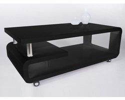 Salontafel Hoogglans zwart op wielen 115 cm