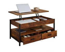 Salontafel hoogte verstelbaar - 2 lades - met opbergruimte - bruin-zwart
