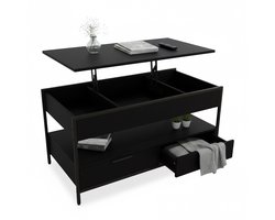 Salontafel hoogte verstelbaar - 2 lades - met opbergruimte - zwart